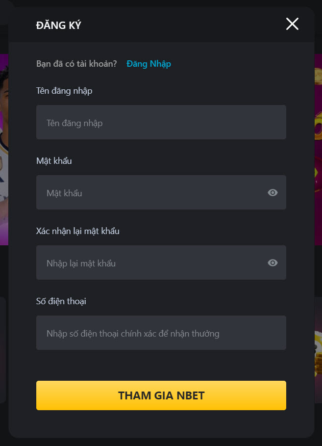 Trang Chủ 2 Form đăng ký NBET